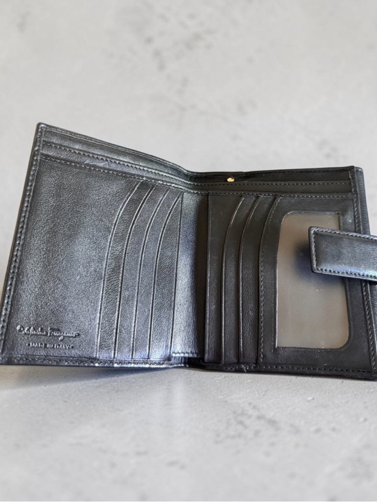 Salvatore Ferragamo Black Gancini Canvas & Leather Wallet - Picture 3 of 4